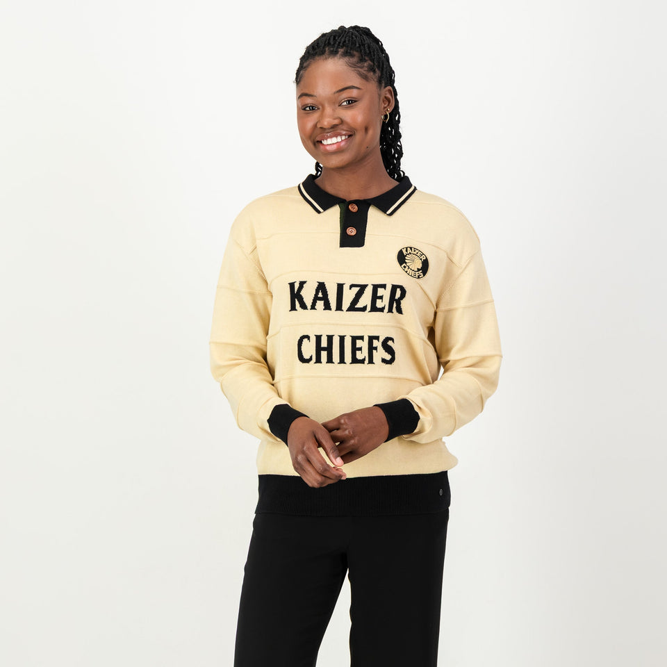 Kaizer Chiefs Long Sleeve Knitted Jersey-Butter