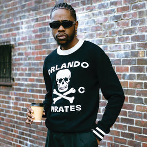 Orlando Pirates Tipped Crew Knit LS Jersey- Black
