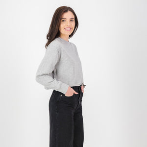 Springboks Crop Crew Sweat - LT Grey Melange