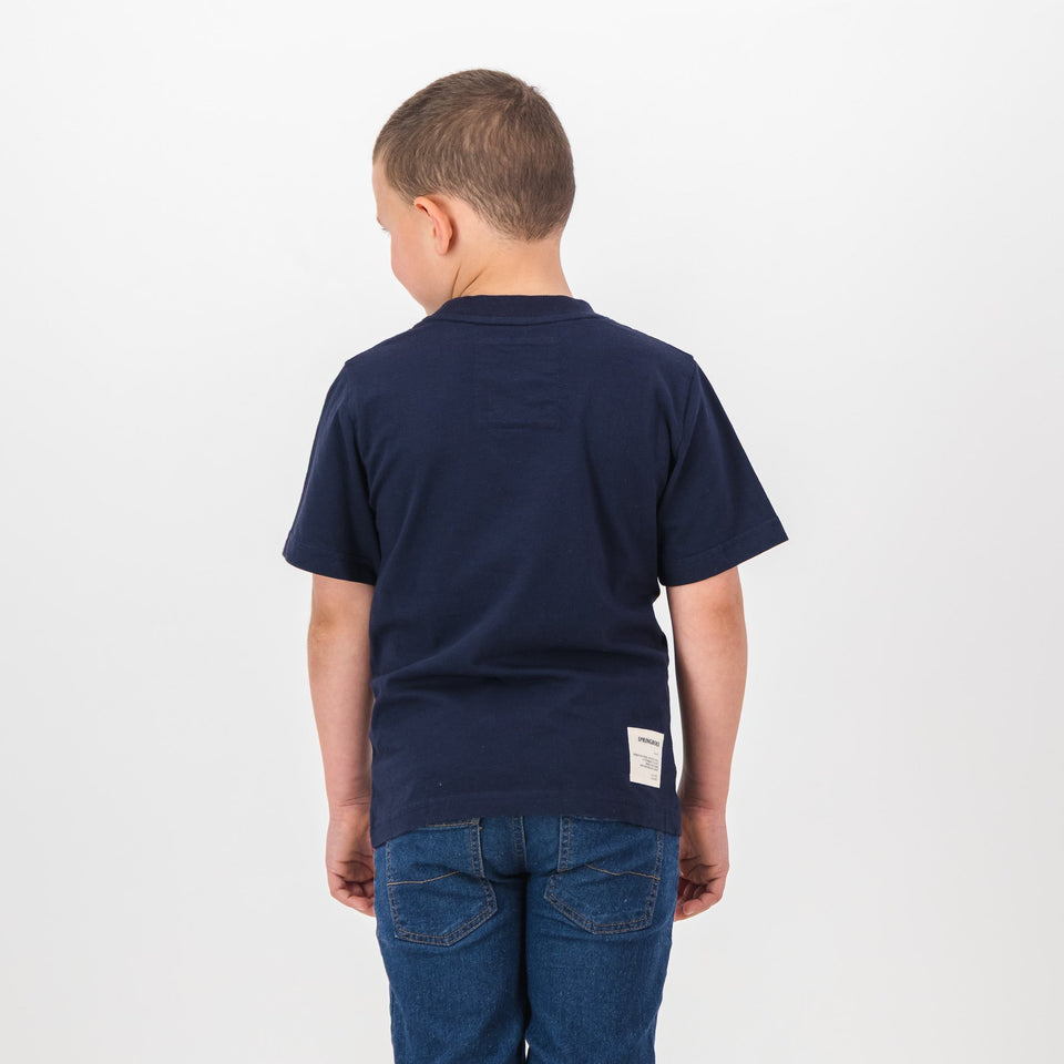 Springboks Pop Badge Kids Crew Tee-Navy