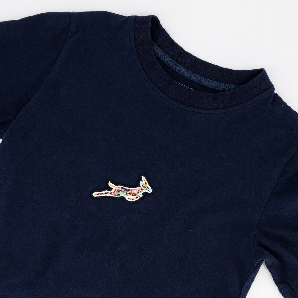 Springboks Pop Badge Kids Crew Tee-Navy