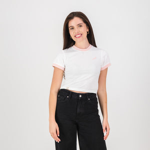 Springboks Ringer Crop Crew Tee - White